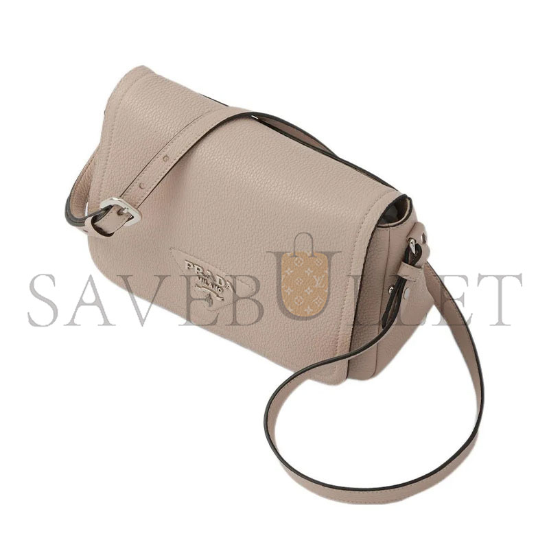 PRADA LEATHER SHOULDER BAG IN NUDE 1BD314 (23*15.5*9cm) 